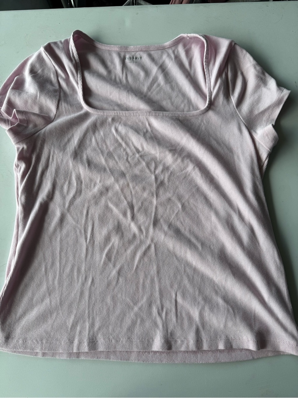 Old Navy Light Pink Square Neck Short Sleeve Tee
